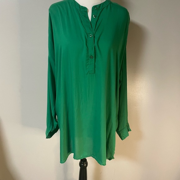 Studio Untold Henley loose fit oversized kelly green long sleeve button up 12/14 - Picture 7 of 10